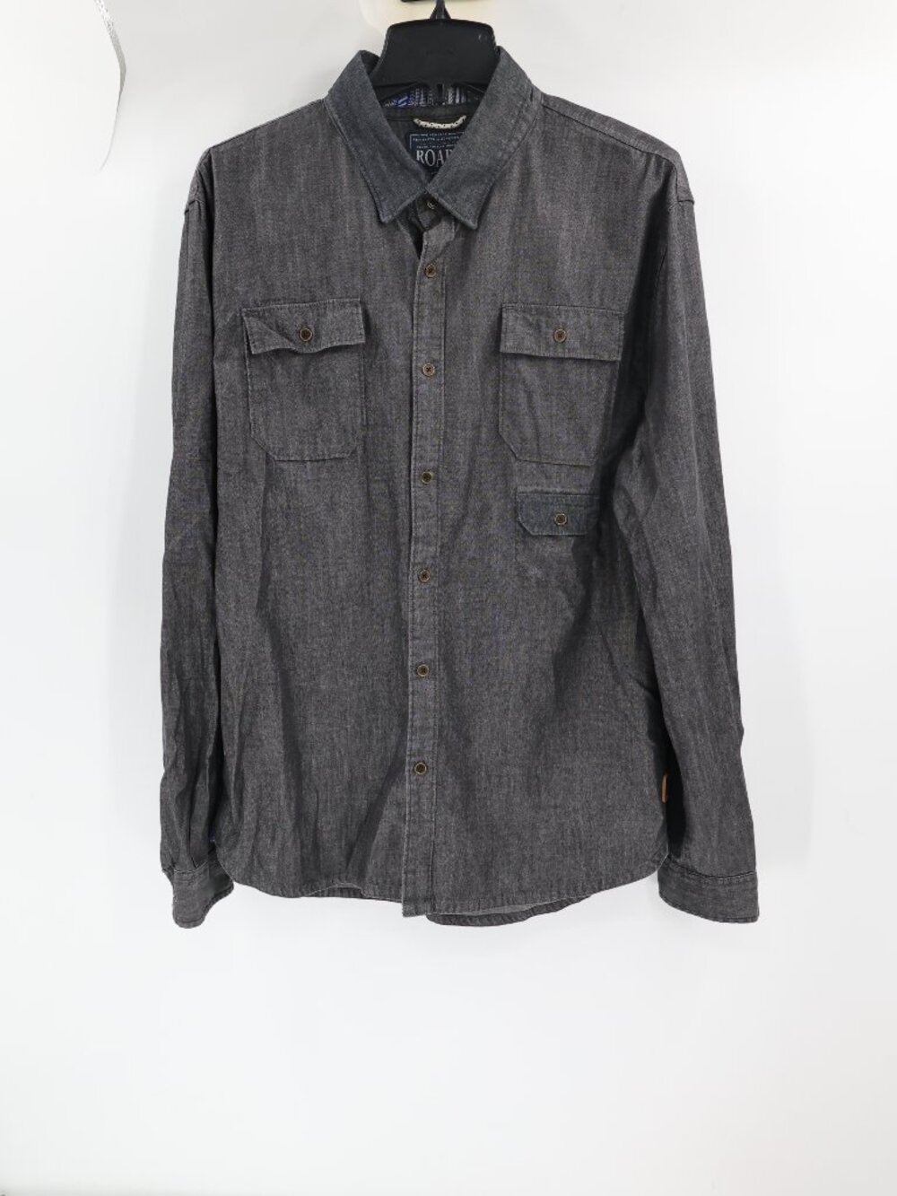 Roark denim Shirt Mens Large Cotton Blend Long Sleeve Button Up Classic Pockets